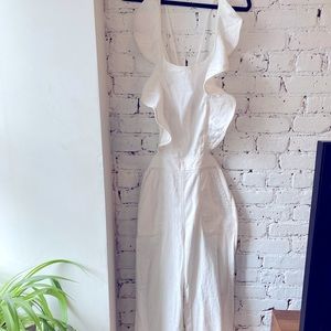 Rebecca Taylor Backless White Denim Jumpsuit
